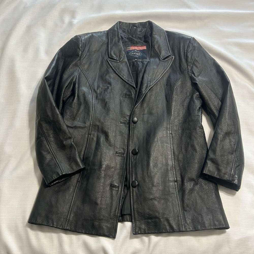 "USA Leather" Men's Black Leather Jacket  Size XL